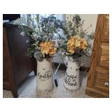 Decorative Milk Can & Pitcher Vases with Floral Arrangements Decorative Milk Can & Pitcher Vases with Floral Arrangements