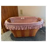 Longaberger Laundry Basket with Red Stripe Liner Longaberger Laundry Basket with Red Stripe Liner