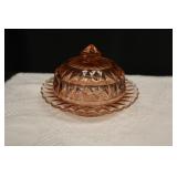 Windsor Pink Depression Glass Butter Dish
