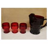 Ruby Red Pitcher and Glasses
