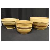 Yellow Ware Pottery Mixing Bowls