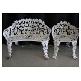 Antique Iron Garden Bench and Chair