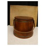 Primitive Firkin Bucket with Lid