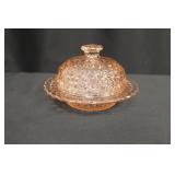 Pink Depression Glass Butter Dish
