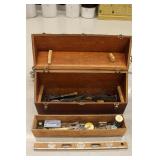 Vintage Handmade Carpenter Toolbox with Tools