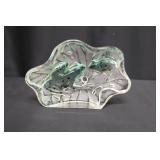 Vintage Art Glass Paperweight with Frogs