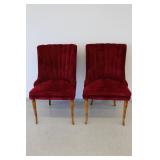 Retro Vintage Red Velvet Chairs