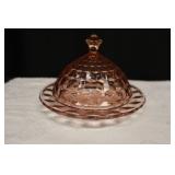 Pink Depression Glass Butter Dish
