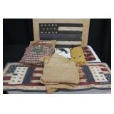 Primitive Textiles and Wooden American Flag
