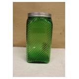 Vintage Green Canister Jar with Lid
