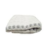 White Textured Throw Blanket with Grey Trim (A)