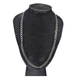 Silver-Tone Cuban Link Chain Necklace (J)