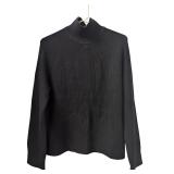 Melanie Lyne Black Mock-Neck Ribbed Sweater (C)