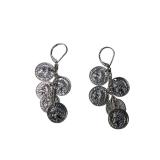 Silver-Tone Coin Charm Dangle Earrings (J)