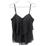 Christina Black Crochet Tankini Top (C)