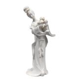 Elegant White Porcelain Geisha Figurine Floral (A)