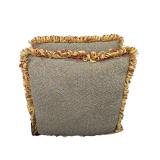 Pair of Tweed Throw Pillows with Fringe Trim (A)