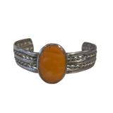 Handcrafted Silver-Tone Cuff Bracelet (J)