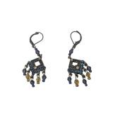 Beaded Dangle Earrings ï¿½ Blue Crystal Accents (J)