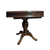 Round Pedestal Table w/ Leaf Dark Wood Finish (F)