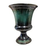 BMP Green Glaze Pedestal Urn Vase (A)