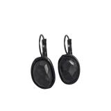 Black Faceted Oval Drop Earrings (J)