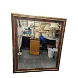 Beveled Wall Mirror with Ornate Wood Frame (A)