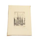 Vintage German Etching Print (Original) (A)