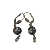 Vintage Brass & Crystal Drop Earrings (J)