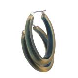 Matte Two-Tone Resin Oval Hoop Earrings (J)