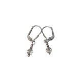 Vintage Silver-Tone Crystal Bead Drop Earrings (J)