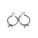 Boho Beaded Hoop Earrings with Charms (J)