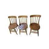 Three Vintage Wooden Windsor Style Chairs (F)