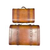 Set of Two Wooden & Leather Suitcases (U)