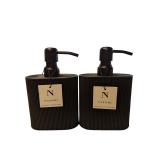 Set of 2 Natori Matte Black Lotion Dispensers (U)