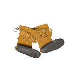 Vintage Suede Fringe Moccasin-Style Boots (C)