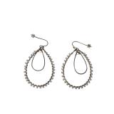 Gold-Tone Teardrop Earrings with Seed Pearls (J)