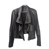 BCBGMAXAZRIA Black Mixed-Media Leather Jacket (C)