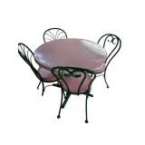 Metal Patio Set w/ Pink Tabletop & Chairs (F)
