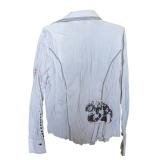 White Jacket with Black Graphics Ravel Size S (C)