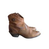 Brown Leather Western-Style Ankle Boots (C)