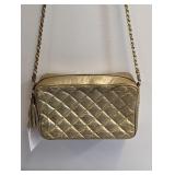 Gold Vintage Quilted Crossbody Purse (C)