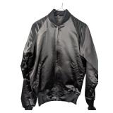 Black Satin Dragon Embroidered Bomber Jacket (C)