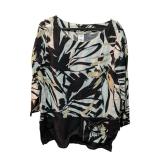 Black Tropical Print White Shirt Dolcezza M (C)
