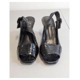 Alex Marie Black Snake Skin like Heels (7.5)