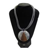 Necklace w/ Large Wooden and Shell Pendant (C)
