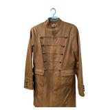 Dimitri Collection Leather Military Style Coat (C)