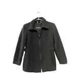 Black Zip-Front Wool-Blend Coat (C)