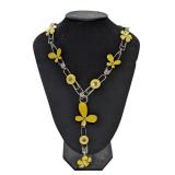 Sliver Tone Paper Clip Flower Necklace (C)