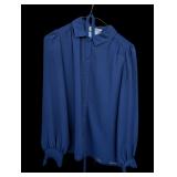Antonella Navy Tie-Neck Blouse